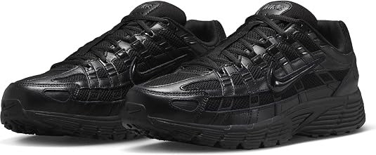 A pair of black Nike sneakers with a textured,