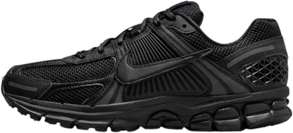 Black running shoe on a white background