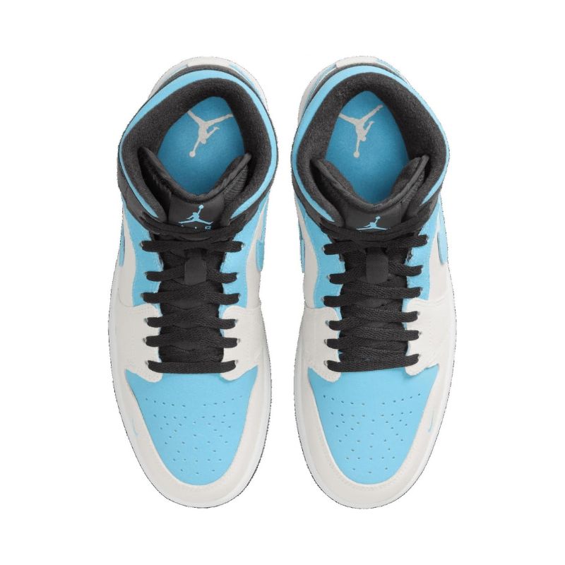 Leather Summit White/Blue Chill Men's Air Jordan 1 Mid - 9.5