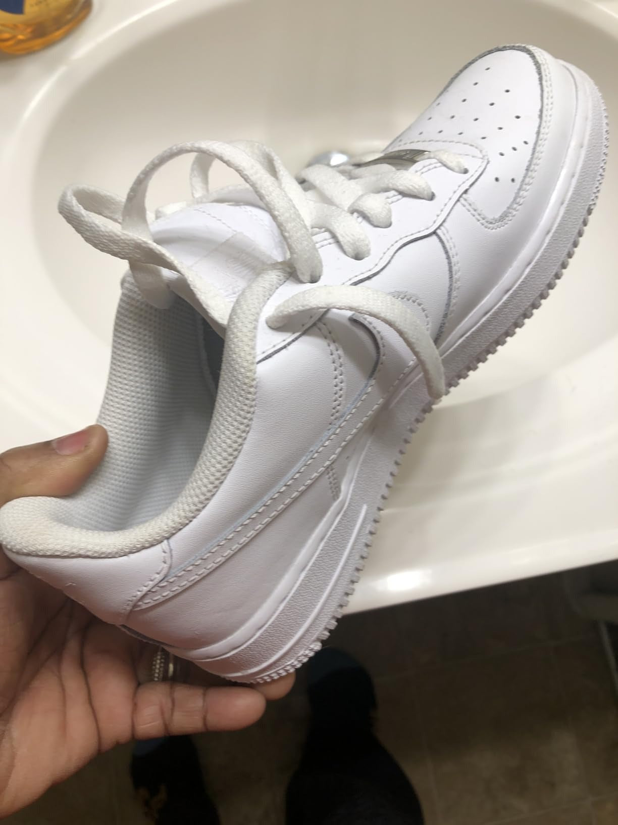 Side and top view of white low-top kids