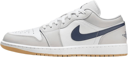 Side profile view of white and neutral grey